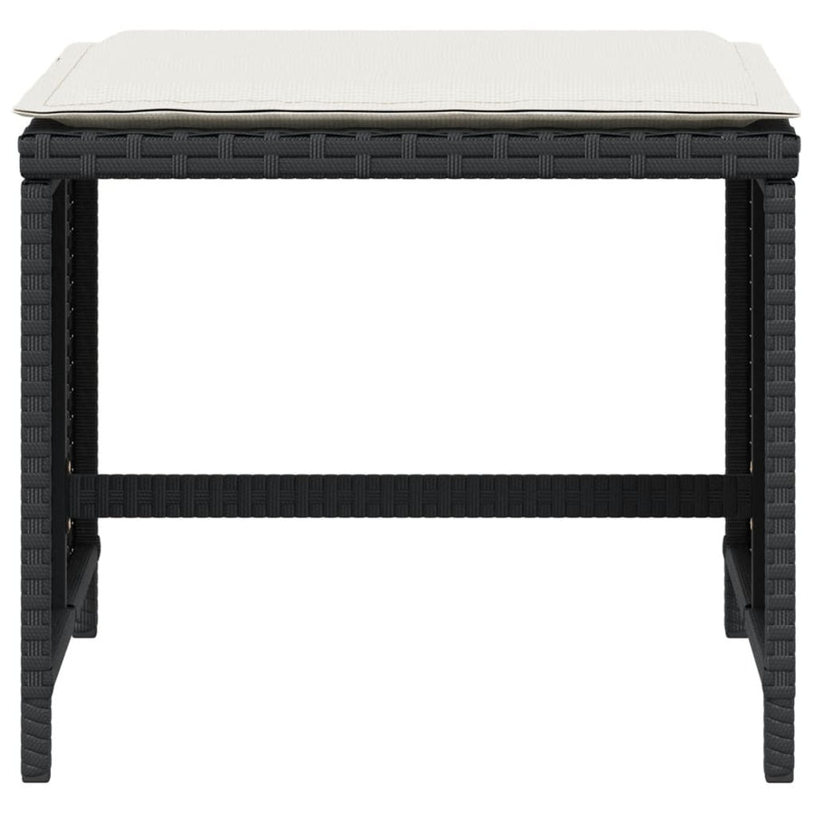 Tuinkrukken Met Kussens 1X1X36 Cm Poly Rattan Zwart en crème