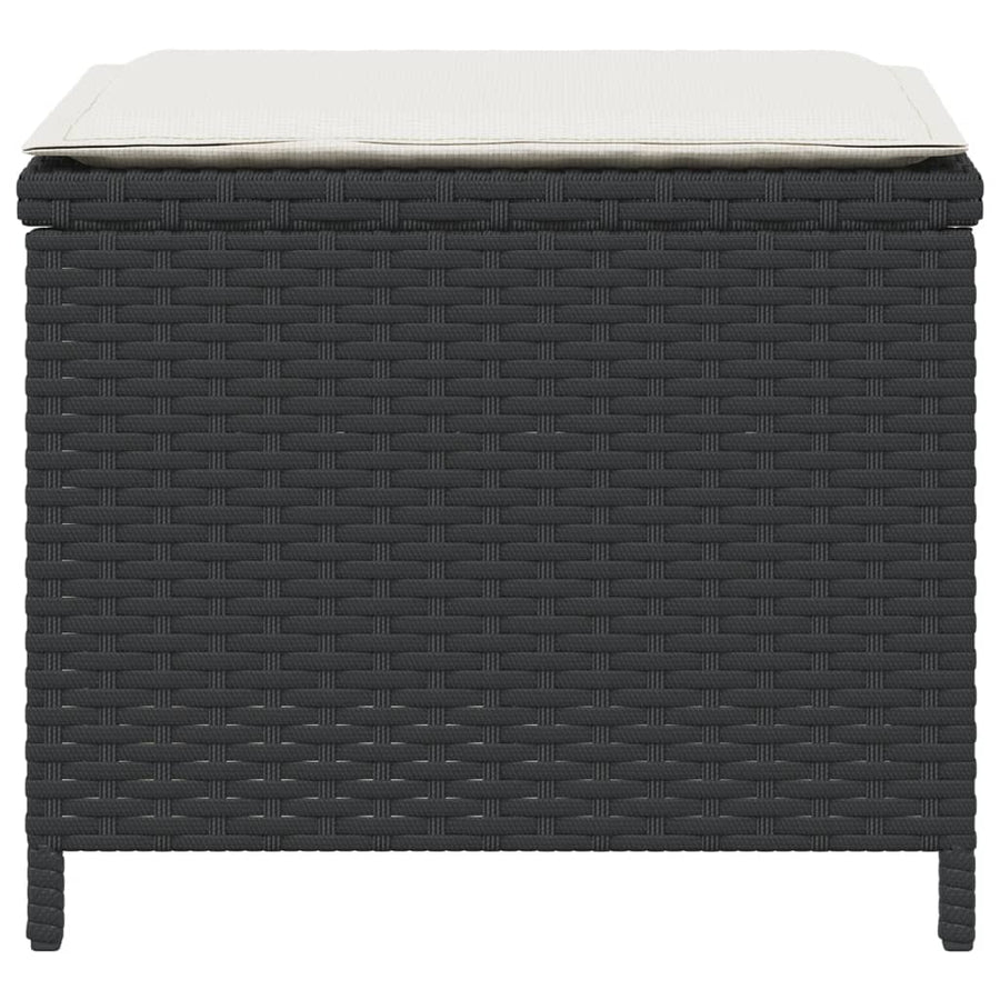Tuinkrukken Met Kussens 1X1X36 Cm Poly Rattan Zwart en crème