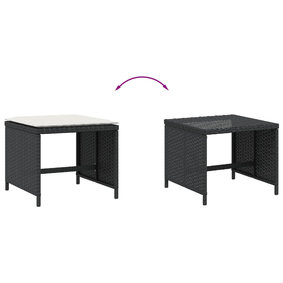 Tuinkrukken Met Kussens 1X1X36 Cm Poly Rattan Zwart en crème