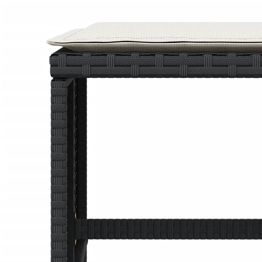 Tuinkrukken Met Kussens 1X1X36 Cm Poly Rattan Zwart en crème