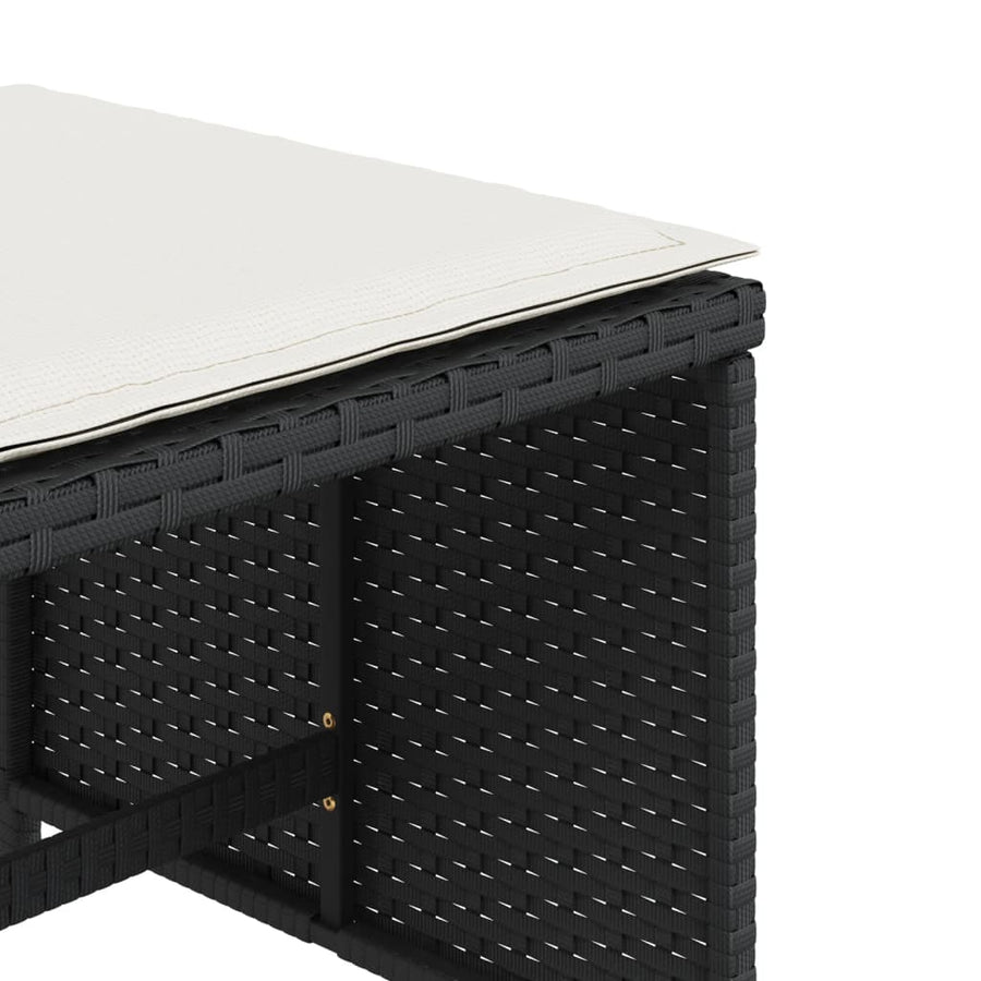 Tuinkrukken Met Kussens 1X1X36 Cm Poly Rattan Zwart en crème