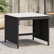 Tuinkrukken 4 stuks 41x41x36 cm poly rattan zwart met kussens