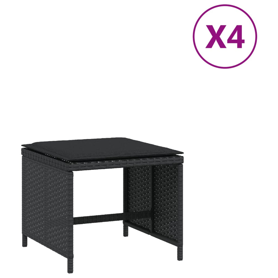 Tuinkrukken Met Kussens 1X1X36 Cm Poly Rattan Zwart