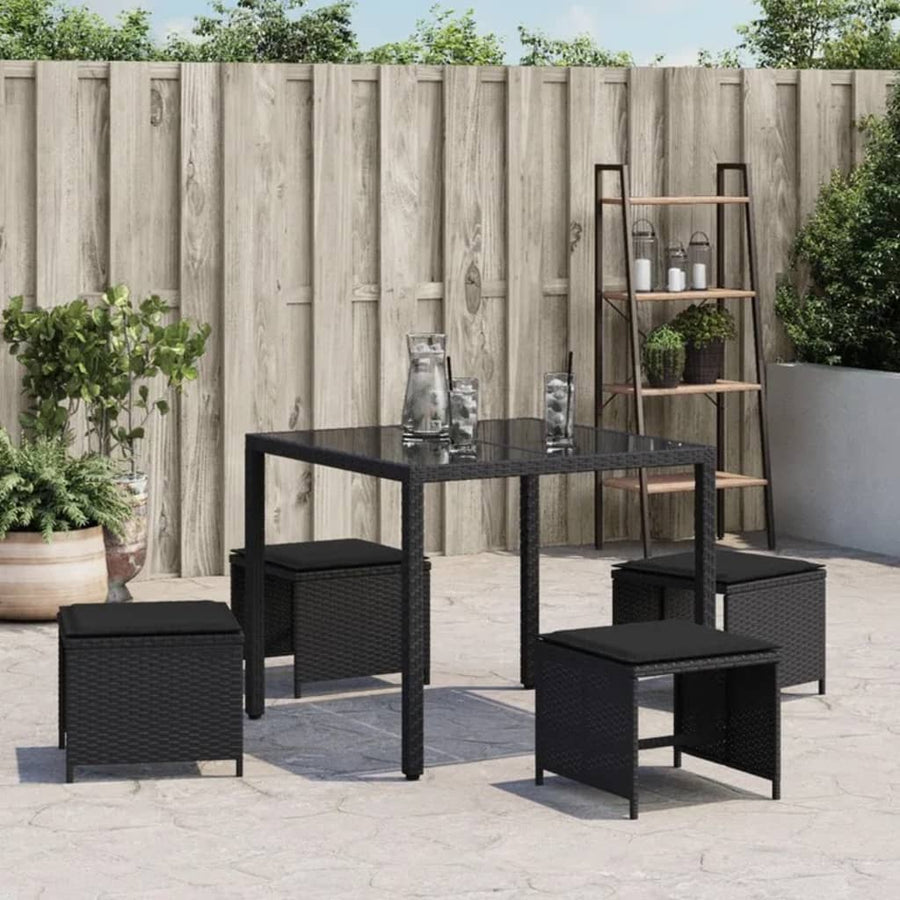 Tuinkrukken Met Kussens 1X1X36 Cm Poly Rattan Zwart