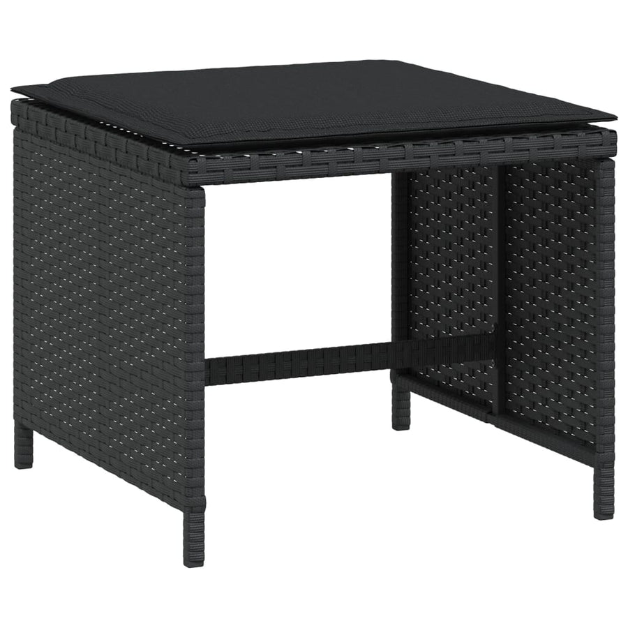 Tuinkrukken Met Kussens 1X1X36 Cm Poly Rattan Zwart