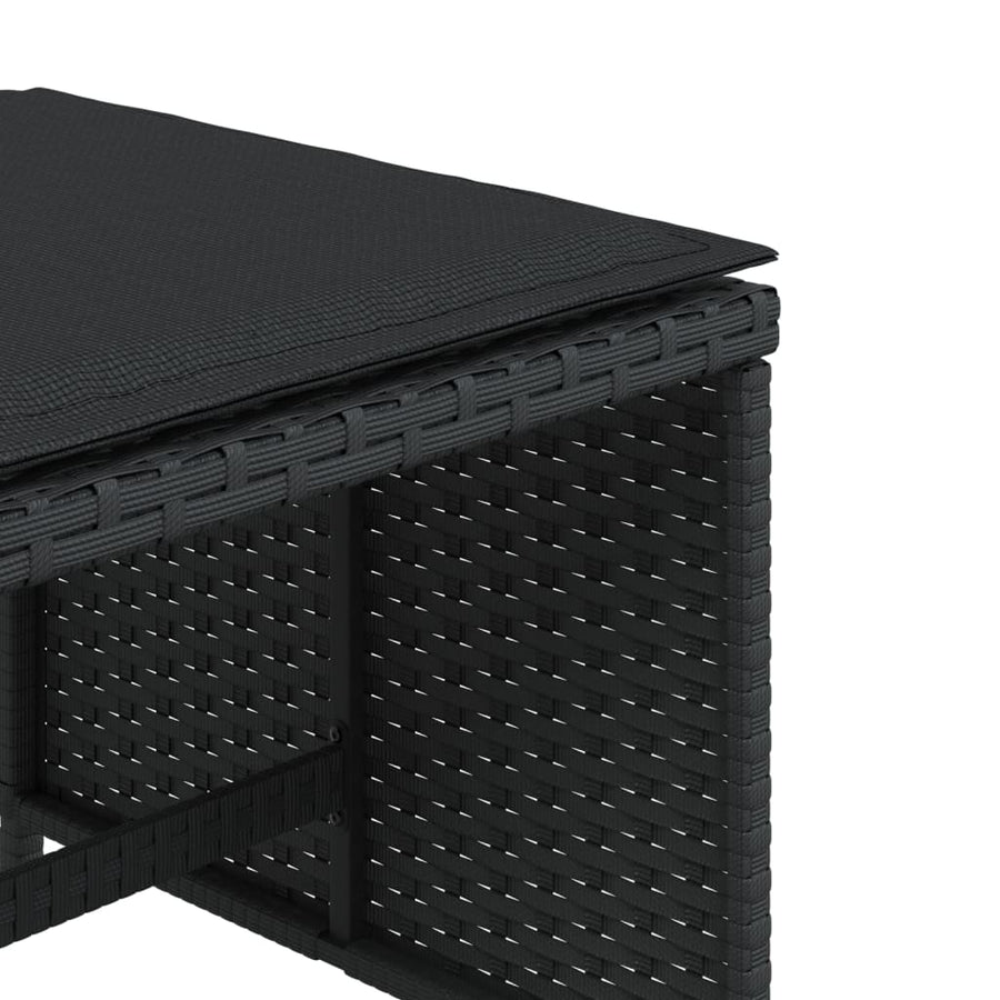 Tuinkrukken Met Kussens 1X1X36 Cm Poly Rattan Zwart