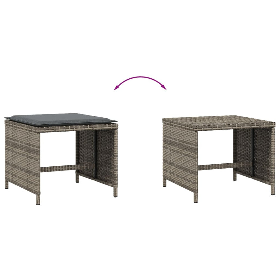 Tuinkrukken Met Kussens 1X1X36 Cm Poly Rattan Grijs