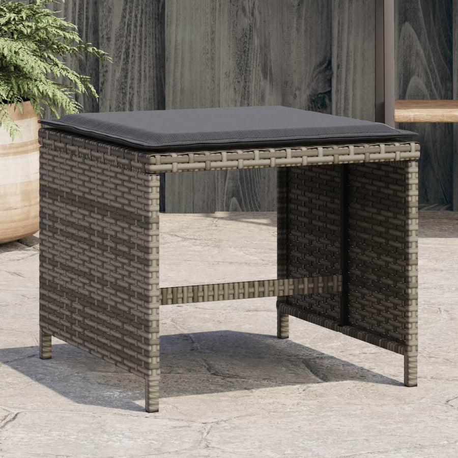 Tuinkrukken Met Kussens 1X1X36 Cm Poly Rattan Grijs