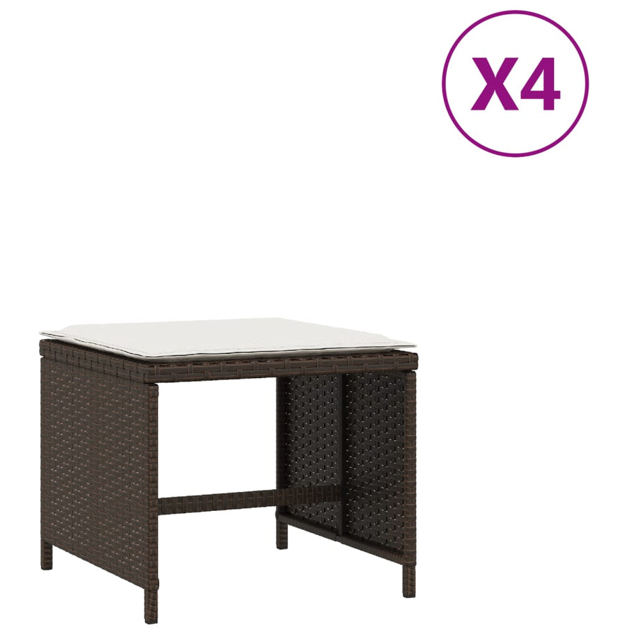 Tuinkrukken Met Kussens 1X1X36 Cm Poly Rattan Bruin en crème