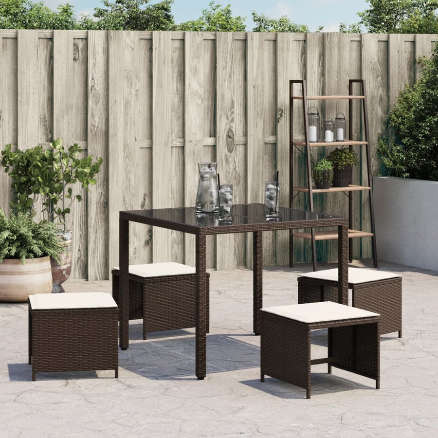 Tuinkrukken Met Kussens 1X1X36 Cm Poly Rattan Bruin en crème