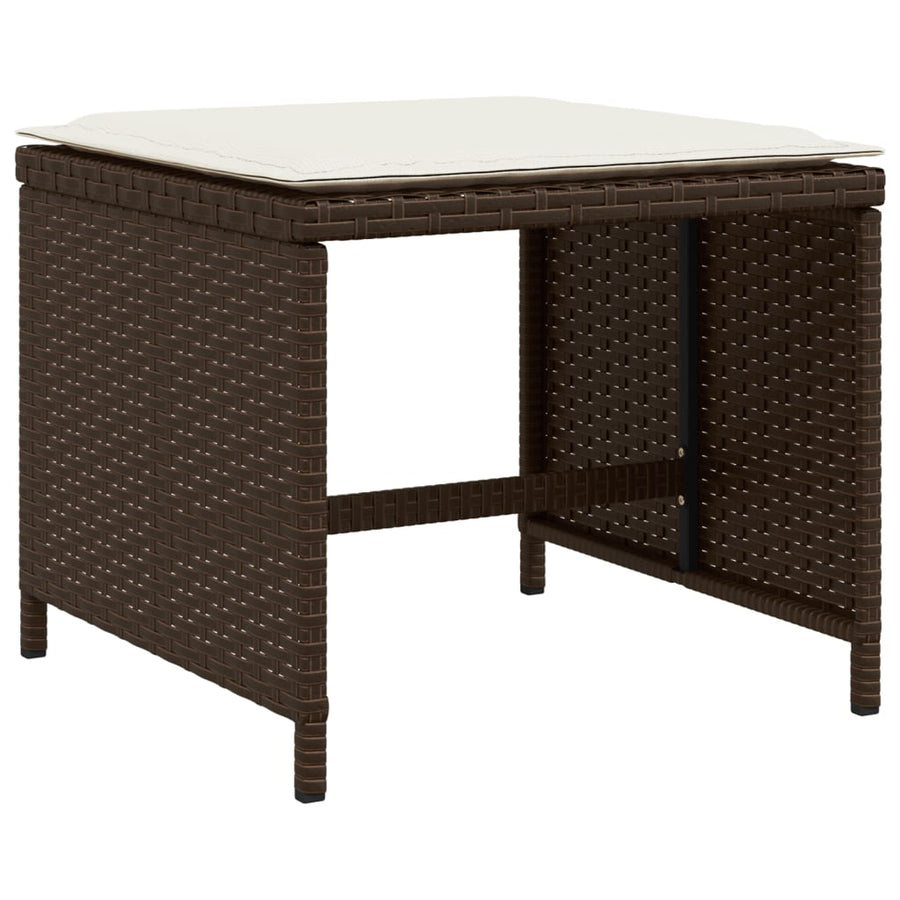 Tuinkrukken Met Kussens 1X1X36 Cm Poly Rattan Bruin en crème
