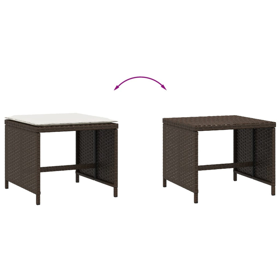 Tuinkrukken Met Kussens 1X1X36 Cm Poly Rattan Bruin en crème