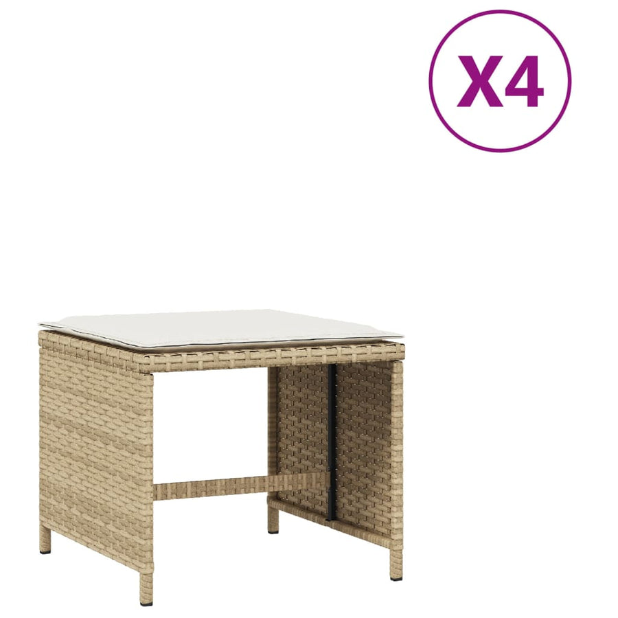 Tuinkrukken Met Kussens 1X1X36 Cm Poly Rattan Beige beige and cream