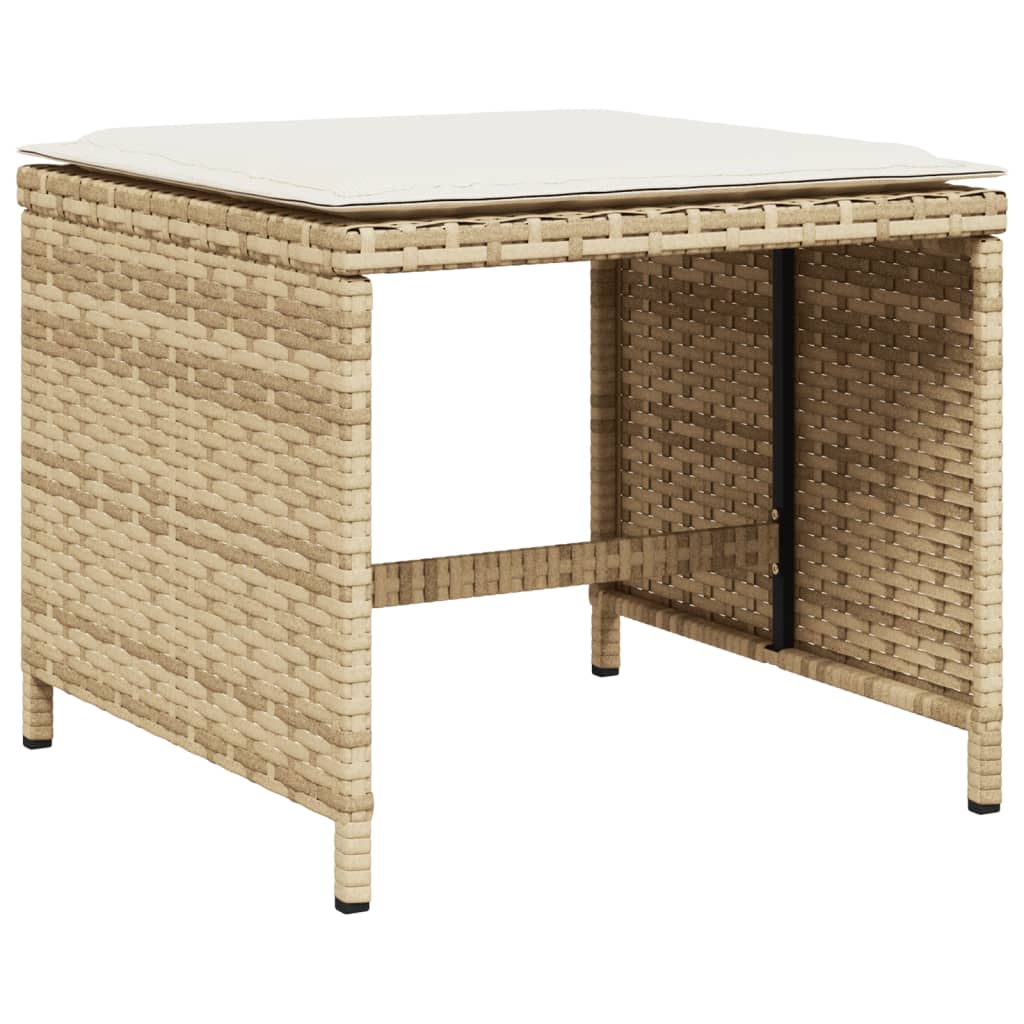 Tuinkrukken Met Kussens 1X1X36 Cm Poly Rattan Beige beige and cream