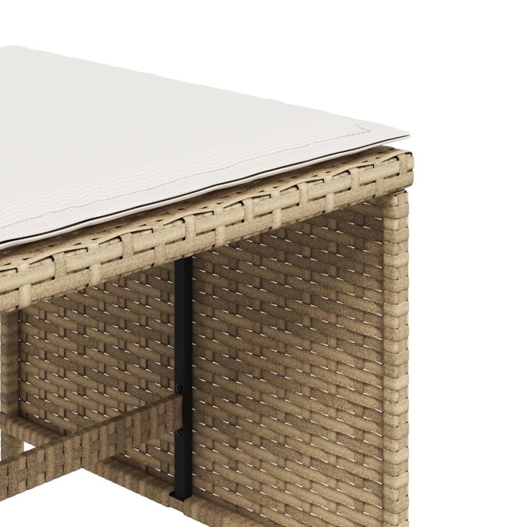 Tuinkrukken Met Kussens 1X1X36 Cm Poly Rattan Beige beige and cream