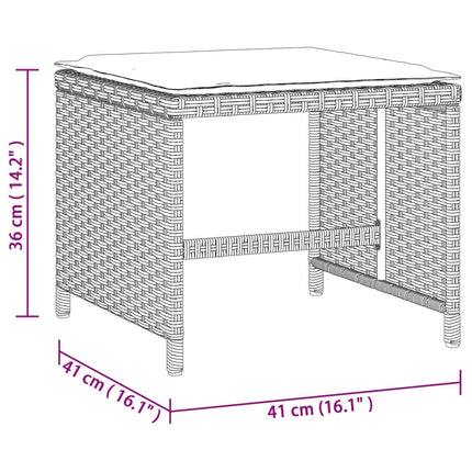 Tuinkrukken Met Kussens 1X1X36 Cm Poly Rattan Lichtgrijs