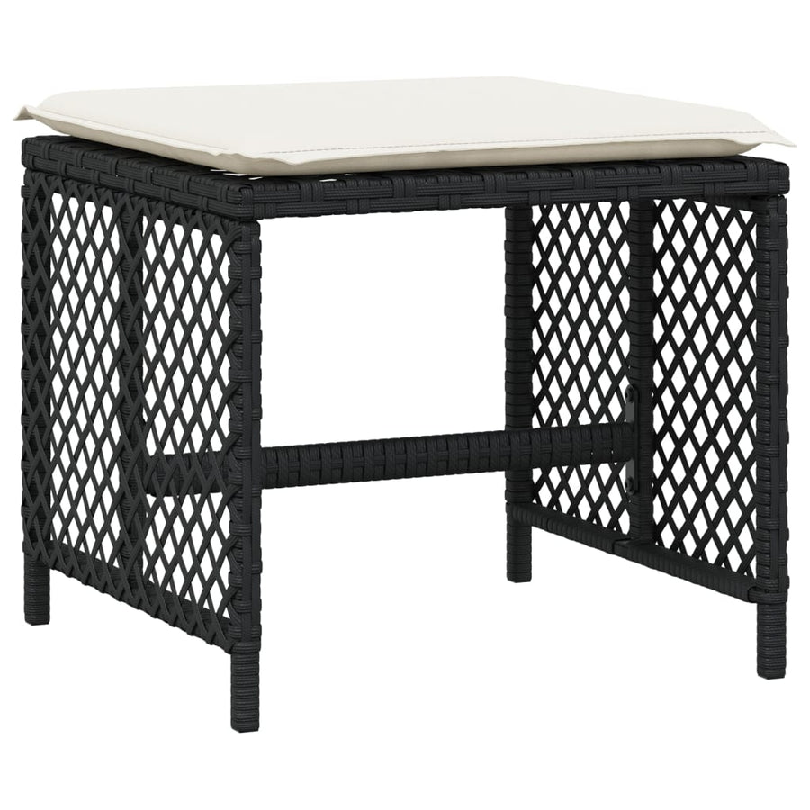 Tuinkrukken 4 st met kussens 41x41x36 cm poly rattan zwart