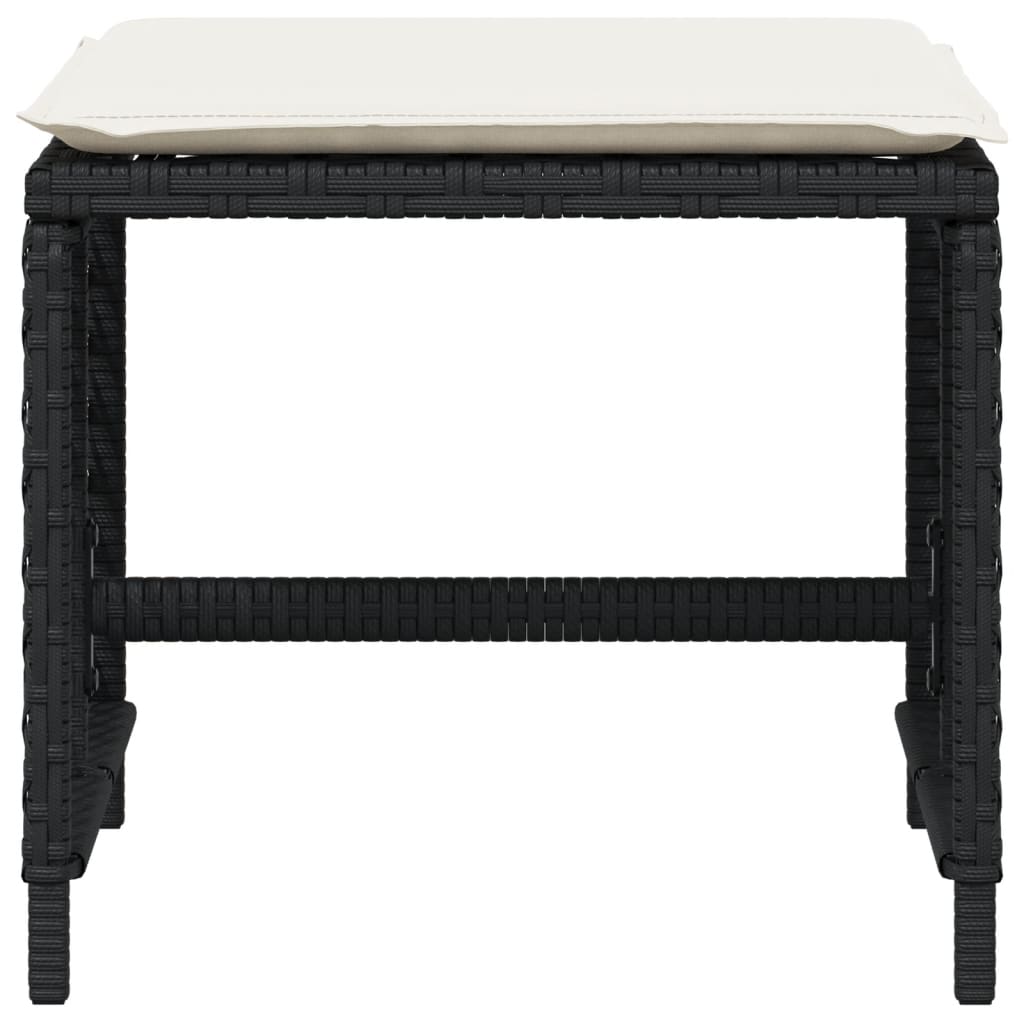 Tuinkrukken 4 st met kussens 41x41x36 cm poly rattan zwart