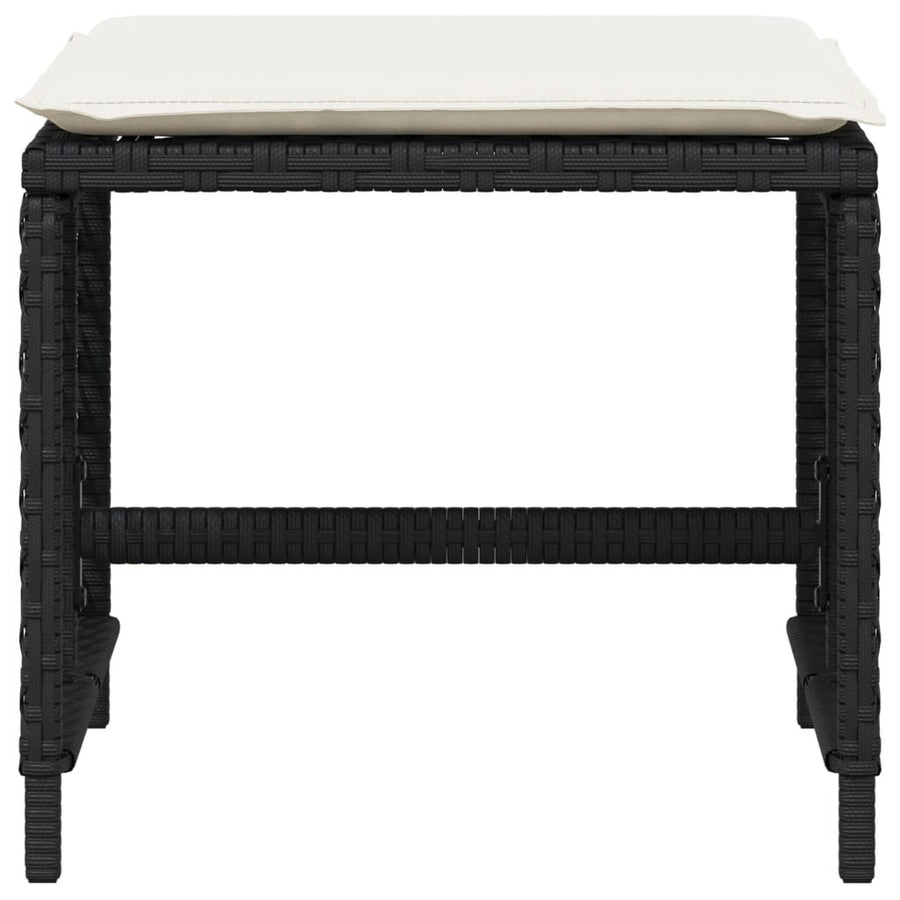 Tuinkrukken 4 st met kussens 41x41x36 cm poly rattan zwart
