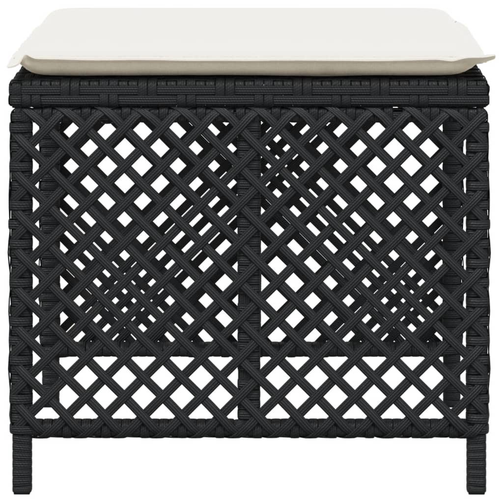 Tuinkrukken 4 st met kussens 41x41x36 cm poly rattan zwart