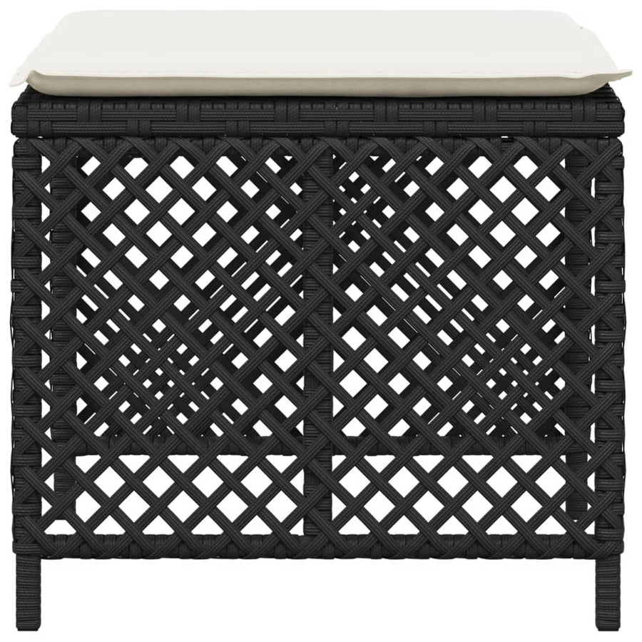 Tuinkrukken 4 st met kussens 41x41x36 cm poly rattan zwart