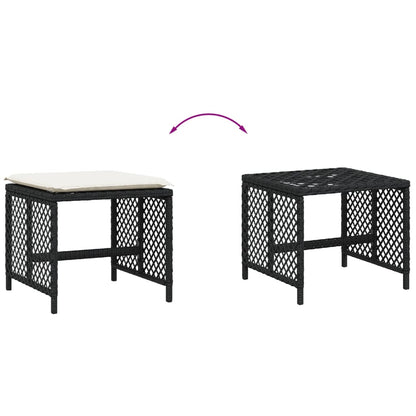 Tuinkrukken 4 st met kussens 41x41x36 cm poly rattan zwart
