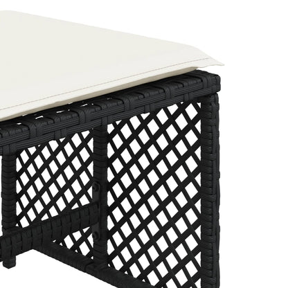 Tuinkrukken 4 st met kussens 41x41x36 cm poly rattan zwart