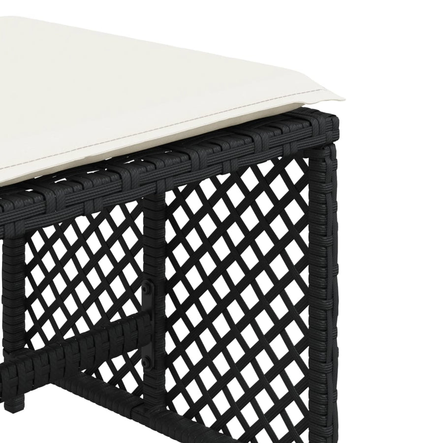 Tuinkrukken 4 st met kussens 41x41x36 cm poly rattan zwart