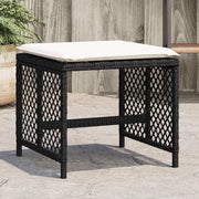 Tuinkrukken 4 stuks poly rattan 41x41x36 cm zwart met kussens