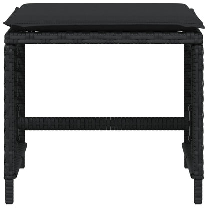 Tuinkrukken 4 st met kussens 41x41x36 cm poly rattan zwart