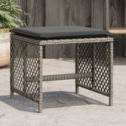 Tuinkrukken 4 stuks 41x41x36 cm poly rattan grijs met kussens
