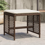 Tuinkrukken 4 stuks poly rattan bruin met kussens