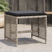Tuinkrukken 4 stuks 41x41x36 cm poly rattan lichtgrijs met kussens
