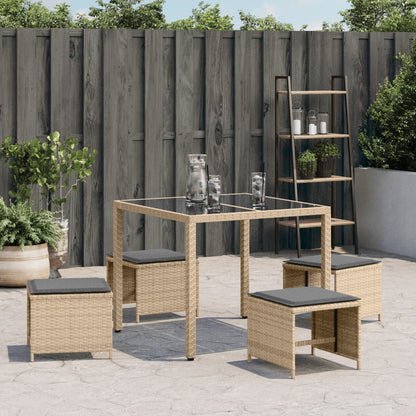 Tuinkrukken 4 st kussens 41x41x36 cm poly rattan gemengd beige