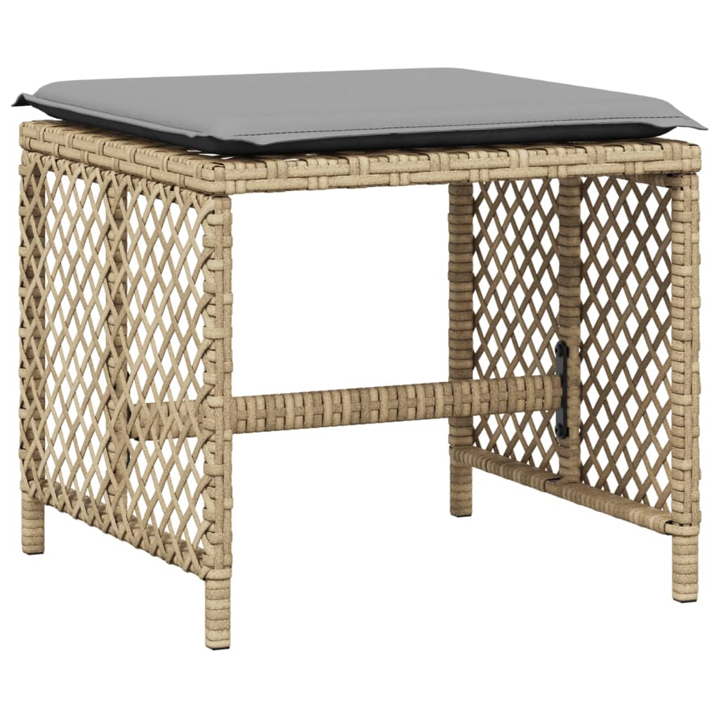 Tuinkrukken 4 st kussens 41x41x36 cm poly rattan gemengd beige