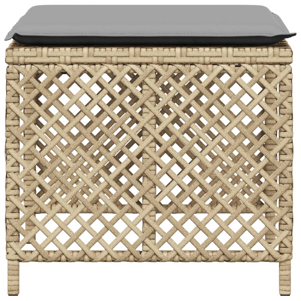 Tuinkrukken 4 st kussens 41x41x36 cm poly rattan gemengd beige