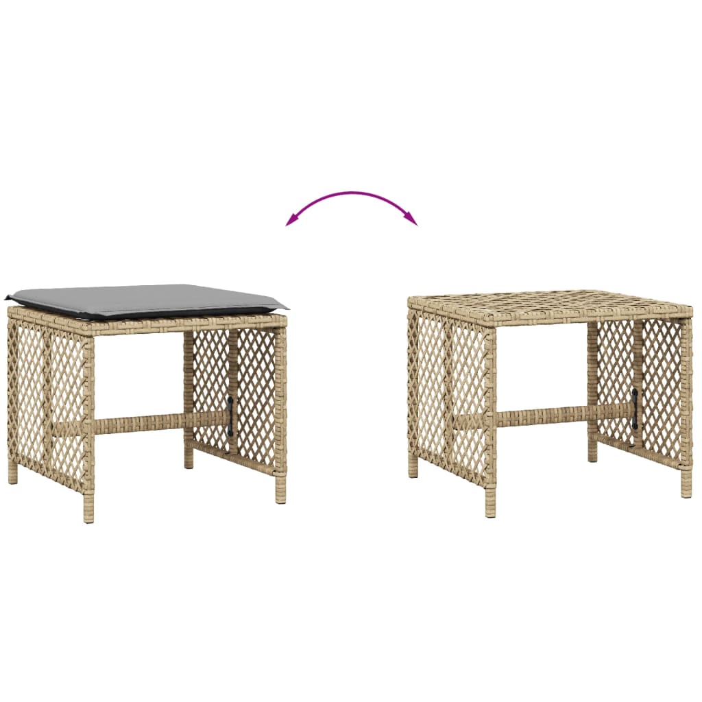 Tuinkrukken 4 st kussens 41x41x36 cm poly rattan gemengd beige