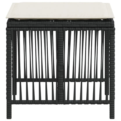 Tuinkrukken 4 st met kussens 41x41x36 cm poly rattan zwart