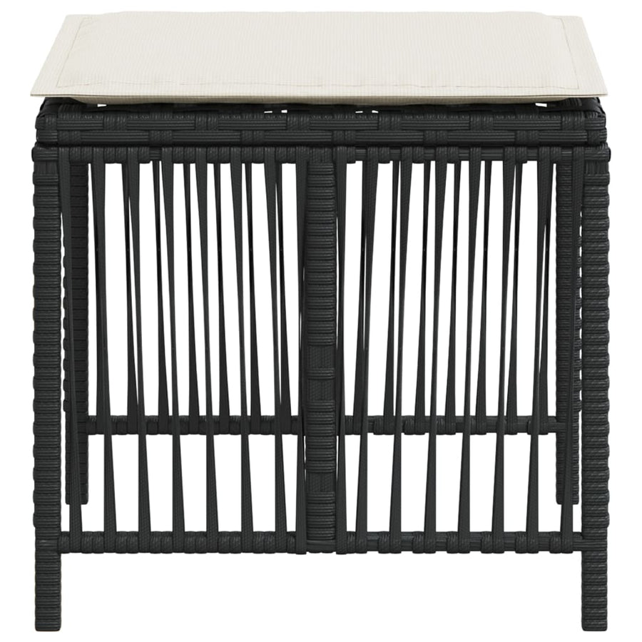 Tuinkrukken 4 st met kussens 41x41x36 cm poly rattan zwart