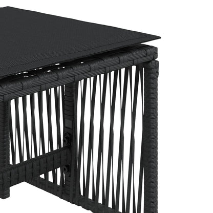 Tuinkrukken 4 st met kussens 41x41x36 cm poly rattan zwart