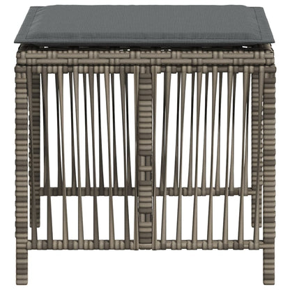 Tuinkrukken 4 st met kussens 41x41x36 cm poly rattan grijs
