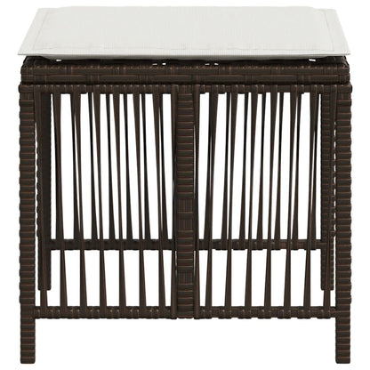 Tuinkrukken 4 st met kussens 41x41x36 cm poly rattan bruin