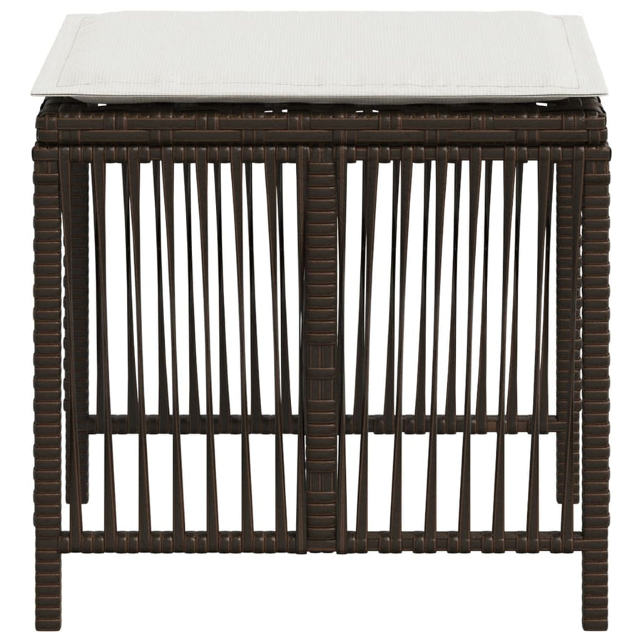 Tuinkrukken 4 st met kussens 41x41x36 cm poly rattan bruin