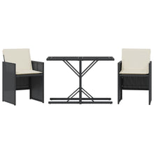 3-Delige Bistroset Met Kussens Poly Rattan Zwart
