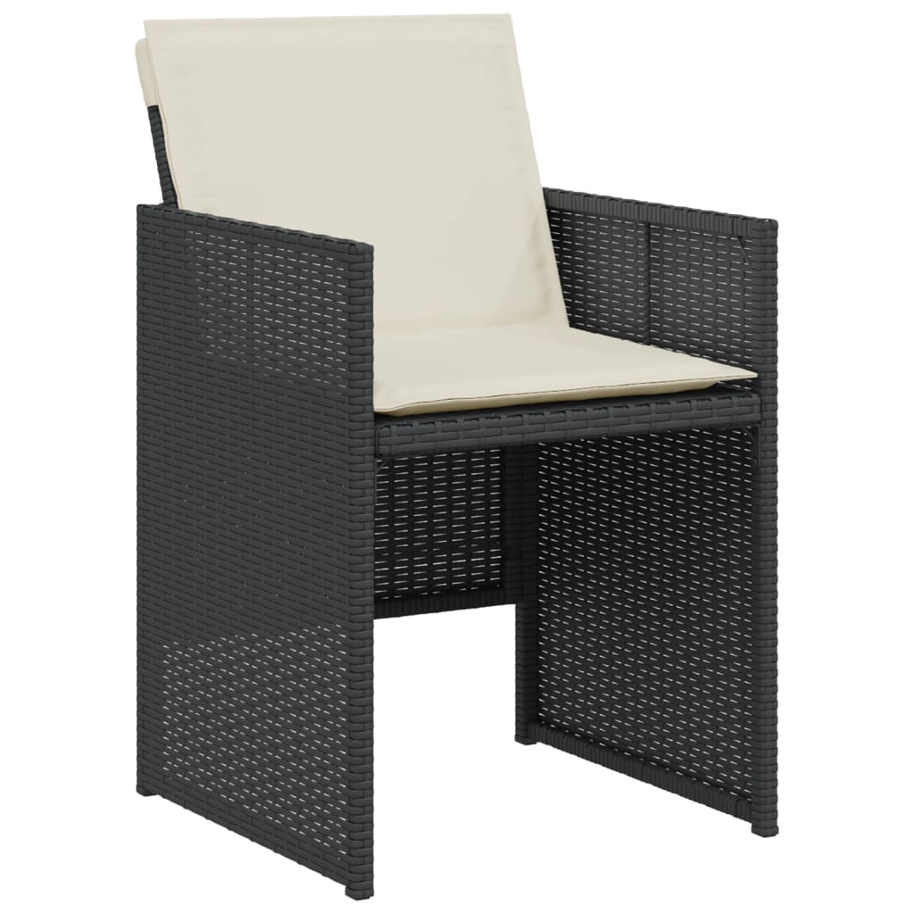 3-Delige Bistroset Met Kussens Poly Rattan Zwart