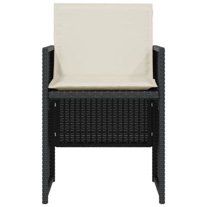 3-Delige Bistroset Met Kussens Poly Rattan Zwart
