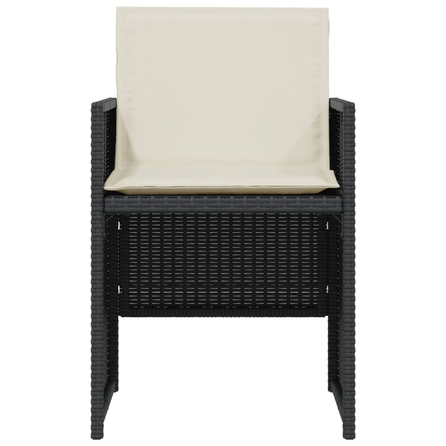 3-Delige Bistroset Met Kussens Poly Rattan Zwart