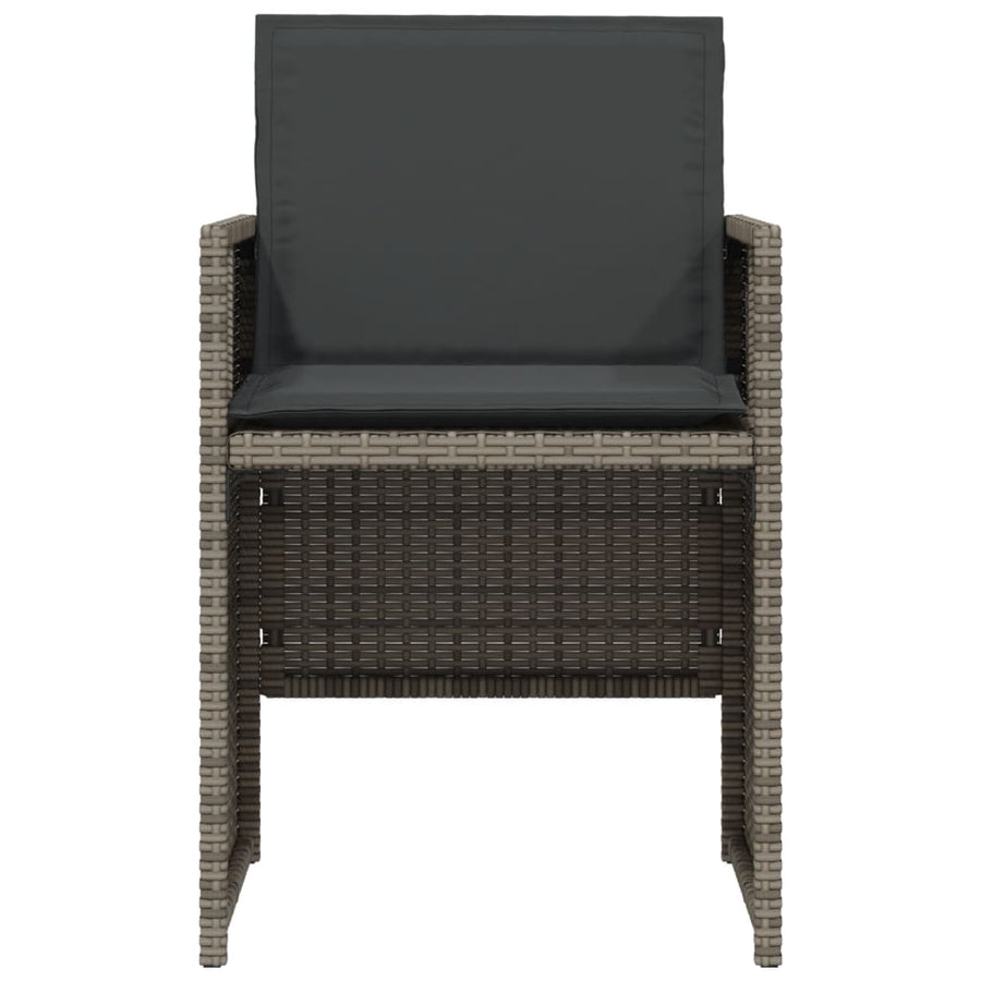 3-Delige Bistroset Met Kussens Poly Rattan Grijs
