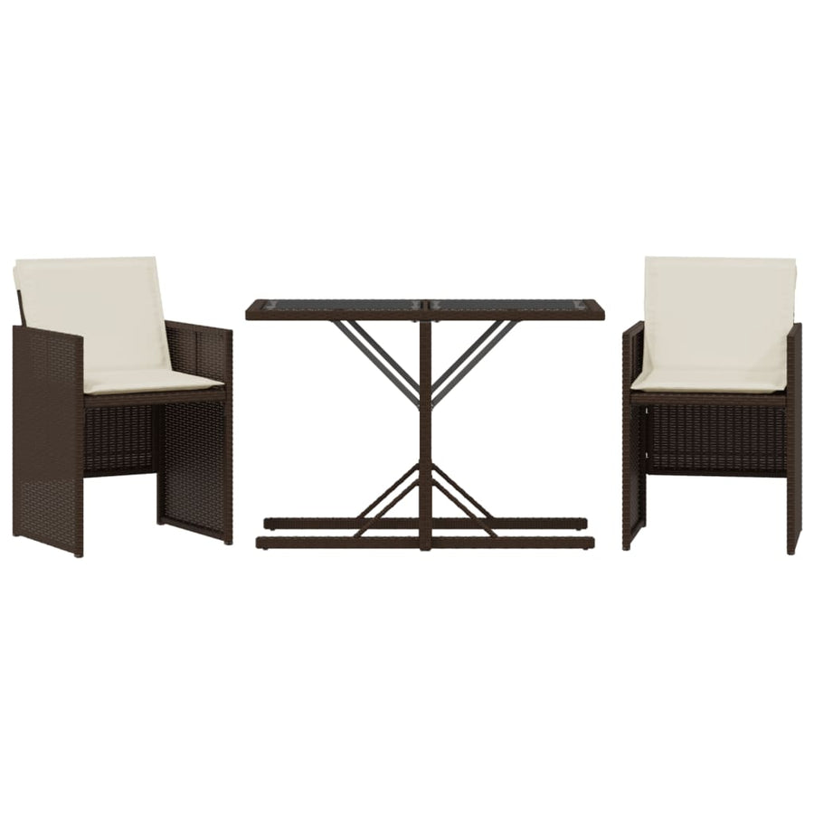 3-Delige Bistroset Met Kussens Poly Rattan Bruin