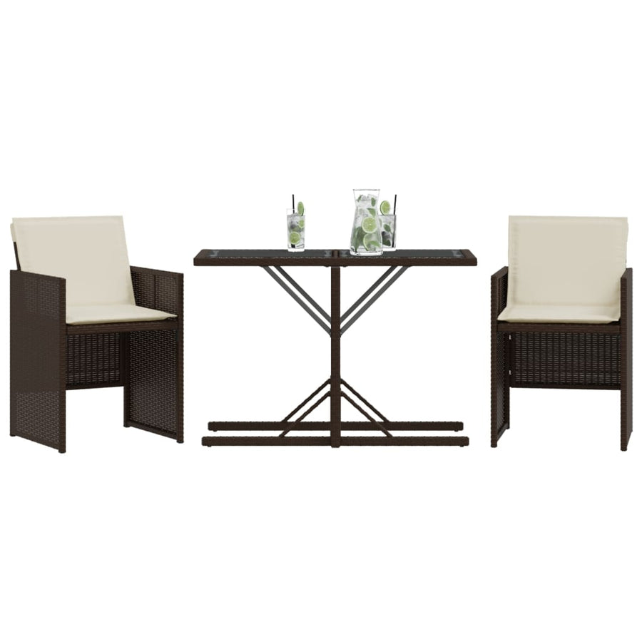 3-Delige Bistroset Met Kussens Poly Rattan Bruin